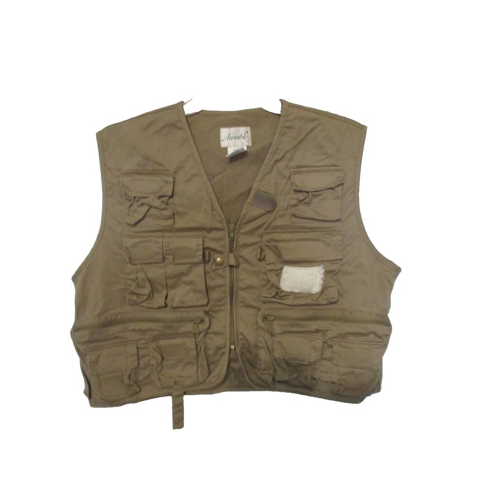 Mens Vintage Ausable Hunting Vest Brown Size‎ XXL Fly Fishing Photography